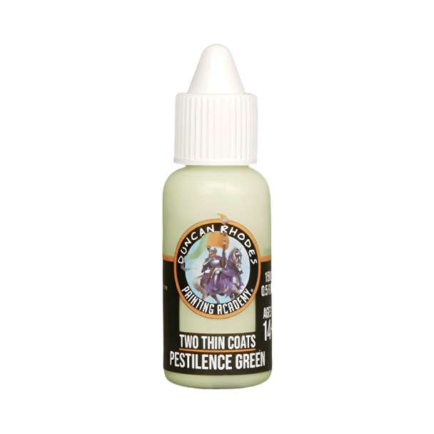 Duncan Rhodes Two Thin Coats Pestilence Green highlight acrylic paint in a 15ml dropper bottle