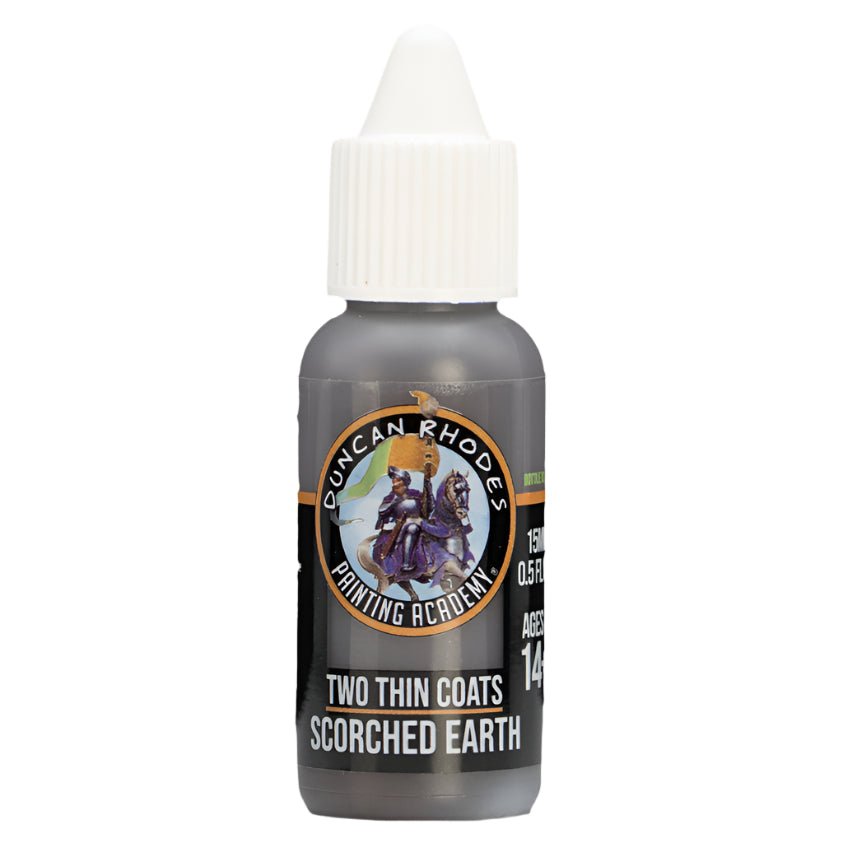 Duncan Rhodes Two Thin Coats Scorched Earth shadow paint, dark brown dropper bottle