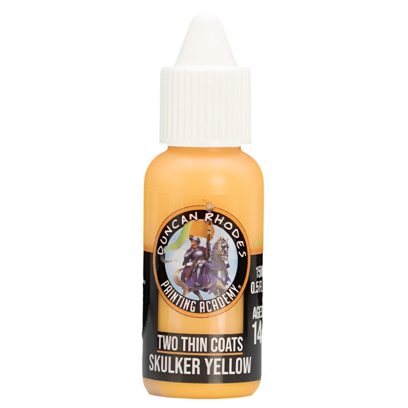 Duncan Rhodes Two Thin Coats Skulker Yellow (Midtone) dropper bottle, filled with golden yellow paint