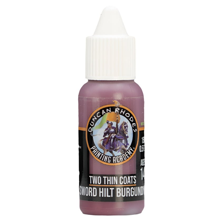 Duncan Rhodes Two Thin Coats Sword Hilt Burgundy (Midtone) dropper bottle, filled with burgundy paint
