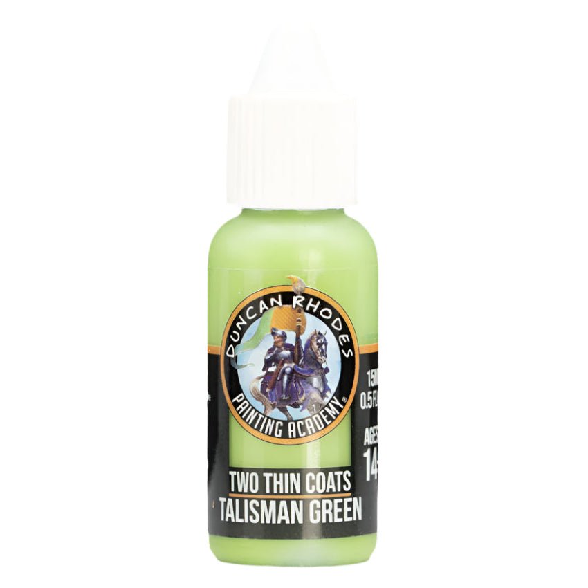 Duncan Rhodes Two Thin Coats Talisman Green bright paint, pale green dropper bottle