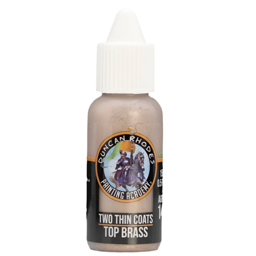 Duncan Rhodes Two Thin Coats Top Brass Metallic paint in a 15ml dropper bottle