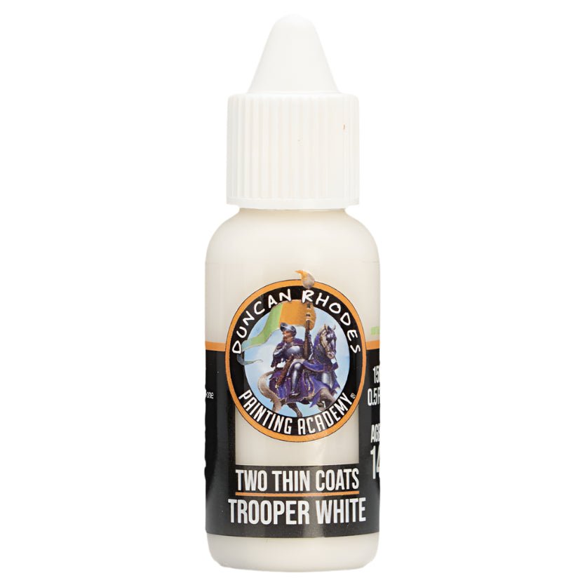 Duncan Rhodes Two Thin Coats Trooper White (Highlight) dropper bottle, filled with white paint