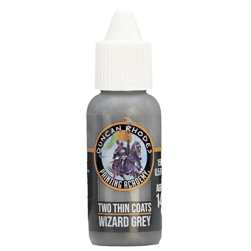 Duncan Rhodes Two Thin Coats Wizard Grey (Shadow) dropper bottle, filled with grey paint