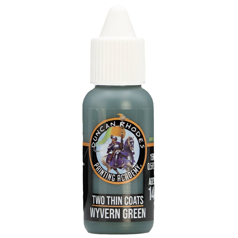Duncan Rhodes Two Thin Coats Wyvern Green (Shadow) dropper bottle, filled with dark green paint