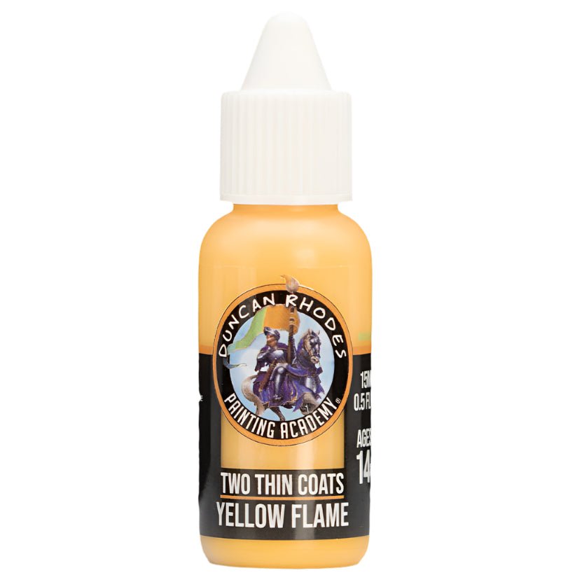 Duncan Rhodes Two Thin Coats Yellow Flame Highlight paint in a 15ml dropper bottle