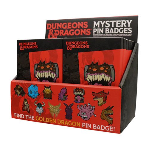 Dungeons & Dragons 50th Anniversary Mystery Pin Badges display box of blind packs