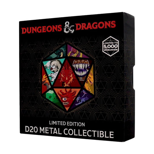 Dungeons & Dragons limited edition D20 metal collectible medallion in its presentation box