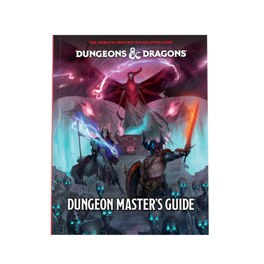 Dungeons & Dragons Dungeon Master's Guide 2024 front cover with a crimson lich and heroes in battle