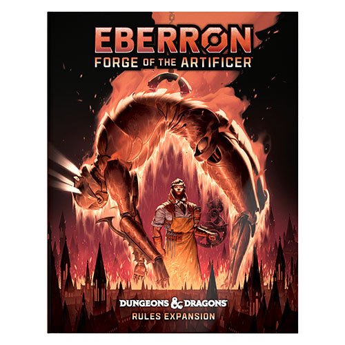D&D Eberron: Forge of the Artificer alternate cover with a figure in a red-lit forge
