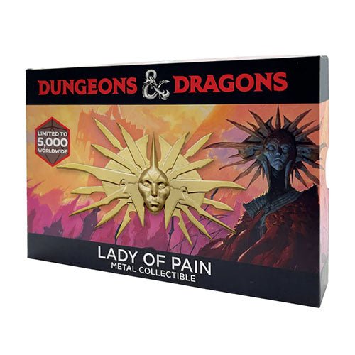 Dungeons & Dragons Lady of Pain metal collectible in its box, limited to 5,000 worldwide