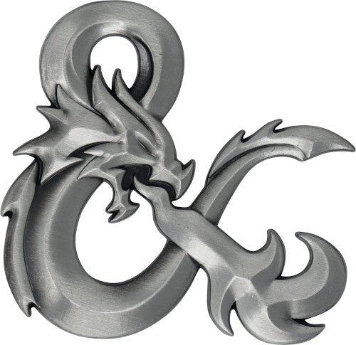 Fanattik Dungeons & Dragons Ampersand Medallion in silver finish with dragon-headed ampersand