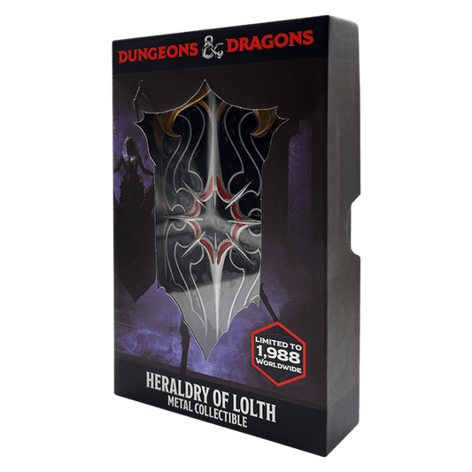 Fanattik Dungeons & Dragons Heraldry of Lolth metal ingot in its box, limited to 1,988
