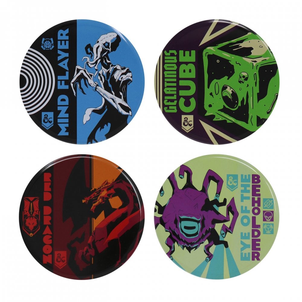 D&D - Monsters Set of 4 Metal Coasters - Loaded Dice