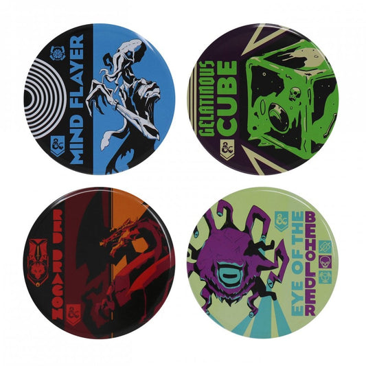 D&D - Monsters Set of 4 Metal Coasters - Loaded Dice