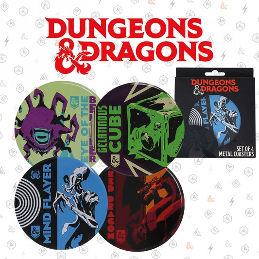 D&D - Monsters Set of 4 Metal Coasters - Loaded Dice