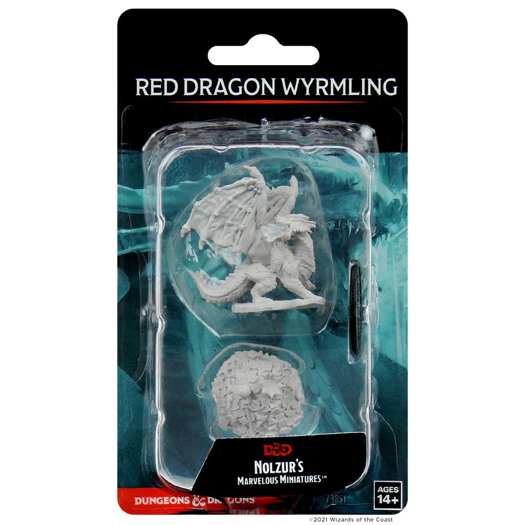 WizKids D&D Nolzur's Marvelous Miniatures Red Dragon Wyrmling blister pack, front