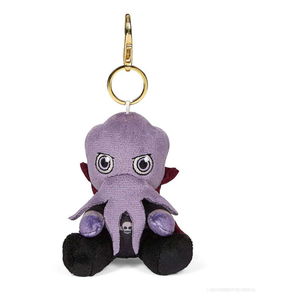 Dungeons & Dragons Mind Flayer plush charm with purple tentacled head, red collar and gold key ring