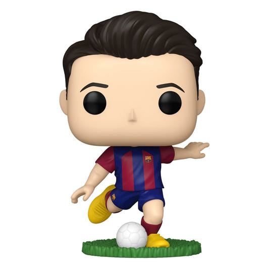 Funko Pop! Football Robert Lewandowski figure in Barcelona kit kicking a ball on a grass base