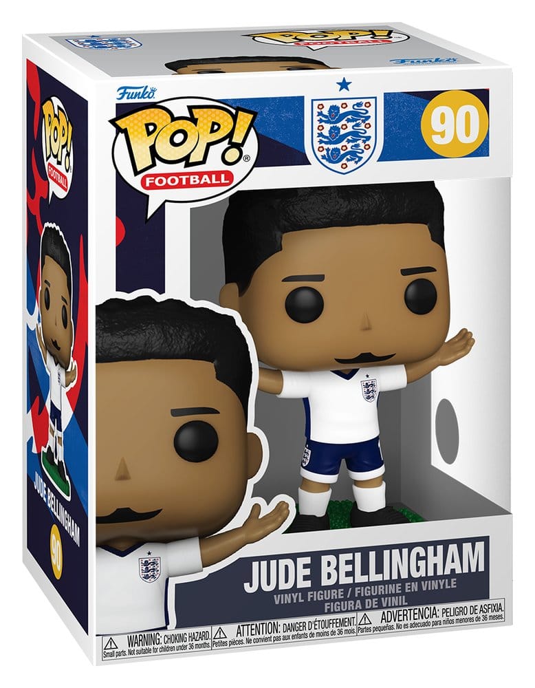 England Funko POP! Football 90 Jude Bellingham vinyl figure shown in its window display box