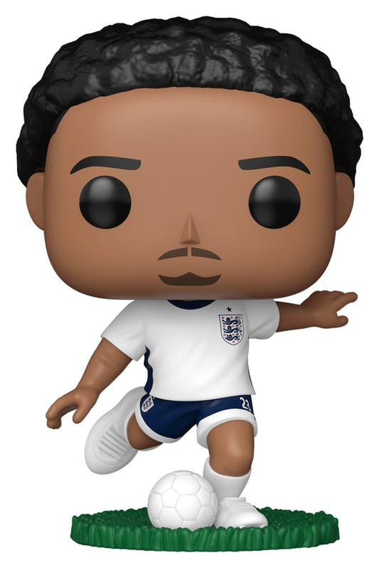 Funko POP! Football Myles Lewis-Skelly vinyl figure in white England kit kicking a football