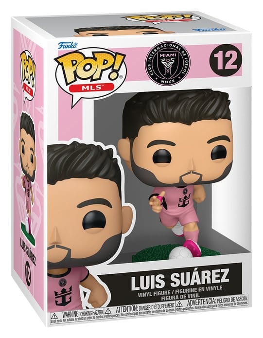 Funko POP! MLS Inter Miami CF Luis Suarez pink kit vinyl figure in window box, number 12