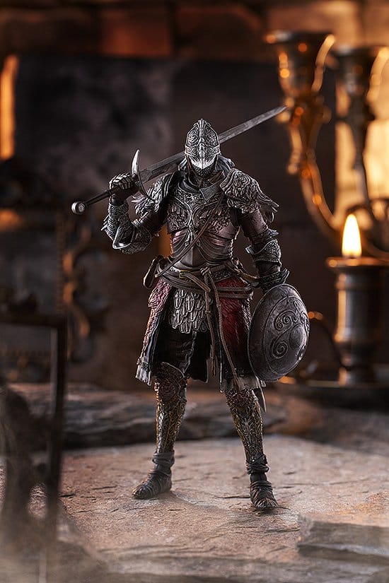 figma Raging Wolf standing in a candlelit dungeon with sword and shield, Max Factory Elden Ring