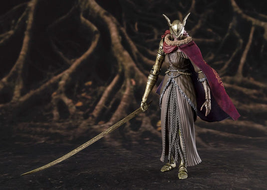 Elden Ring S.H.Figuarts Melina Blade of Miquella figure with winged helm, red cape and katana