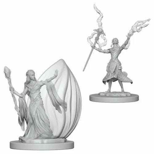 Unpainted Elf Female Wizard miniatures, low and high level versions, D&D Nolzur's Marvelous