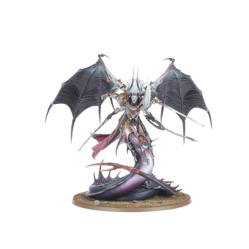 Painted Fulgrim, Daemon Primarch of Slaanesh, front view showing full wingspan