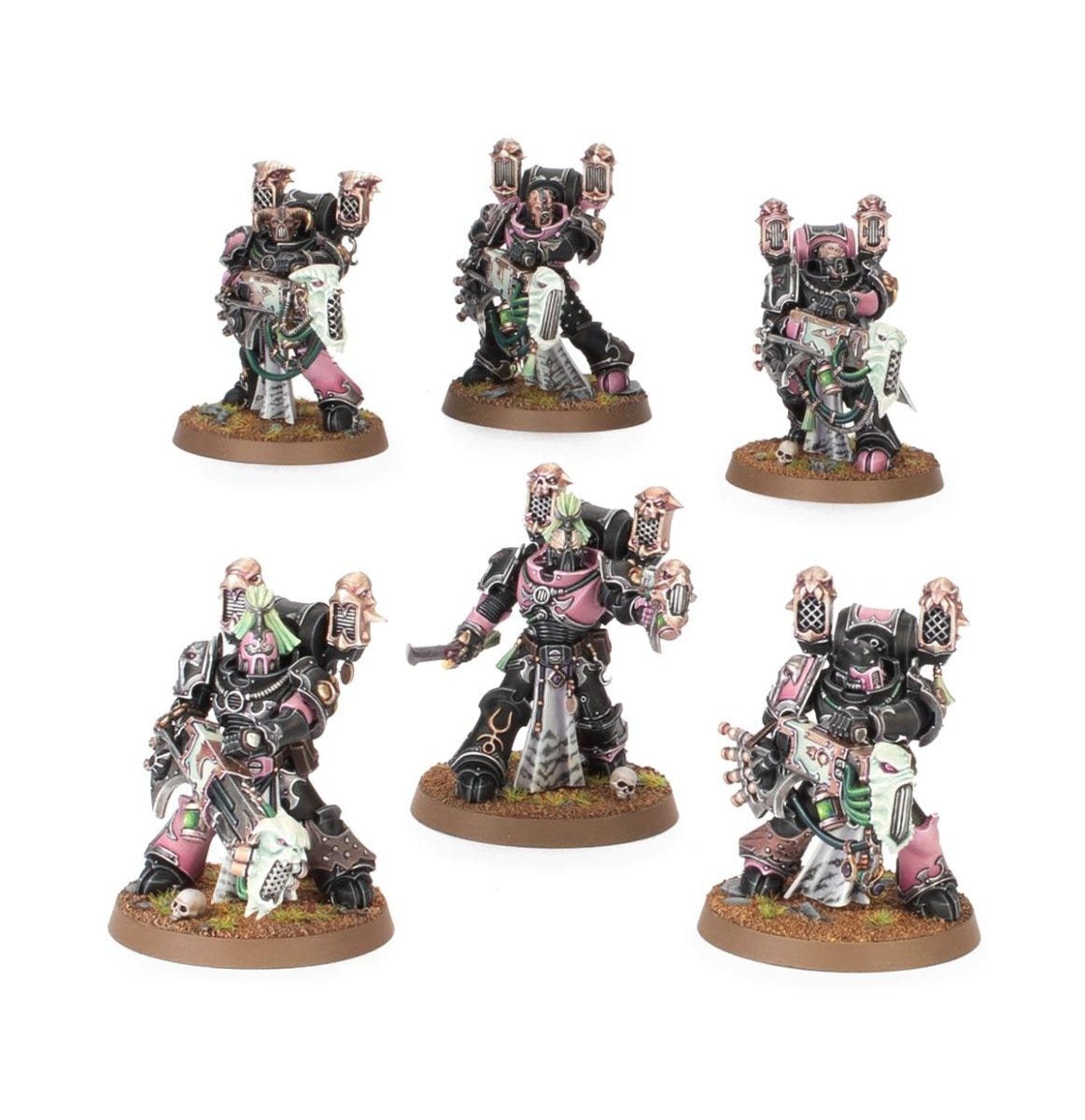 Alternative build of six painted Noise Marines with blastmasters and sonic blasters