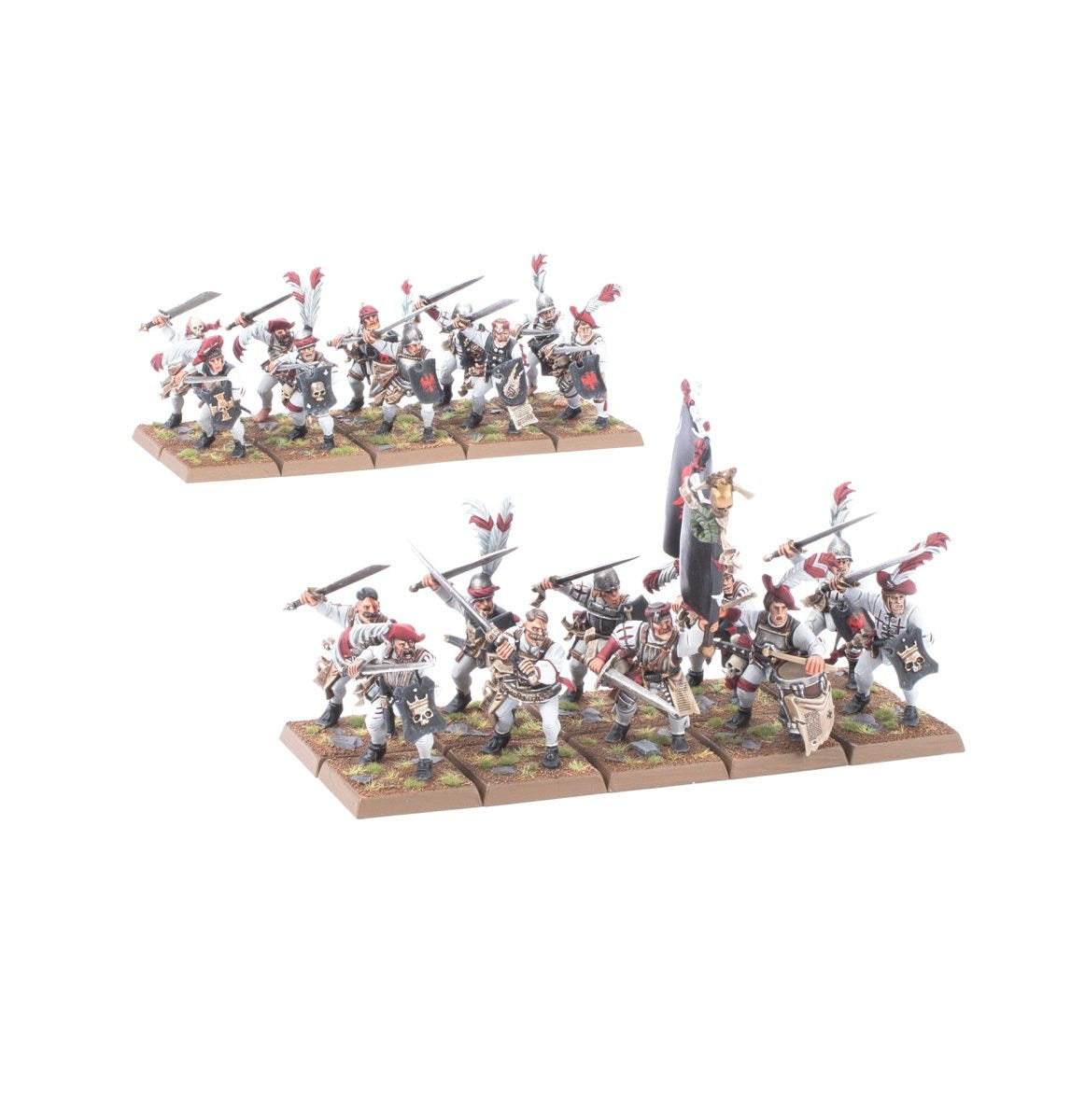 Painted Empire State Troops regiments with halberds, spears and standard