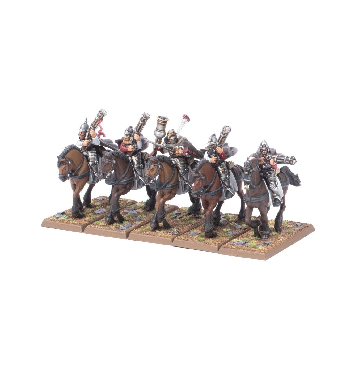 Painted Empire Outriders cavalry unit on dark horses
