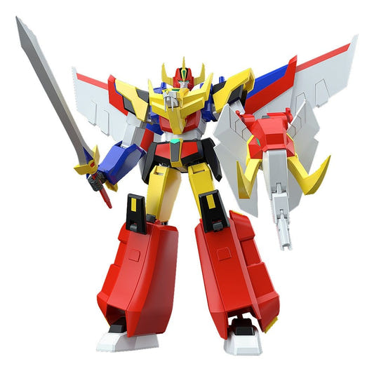 Good Smile Company MODEROID Gambaruger built model kit with sword and wings, front view on white