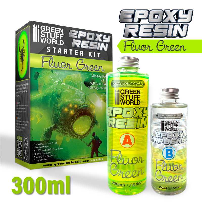 Green Stuff World - FLUOR LIME Clear Epoxy Resin 300ml - Loaded Dice Barry Vale of Glamorgan CF64 3HD