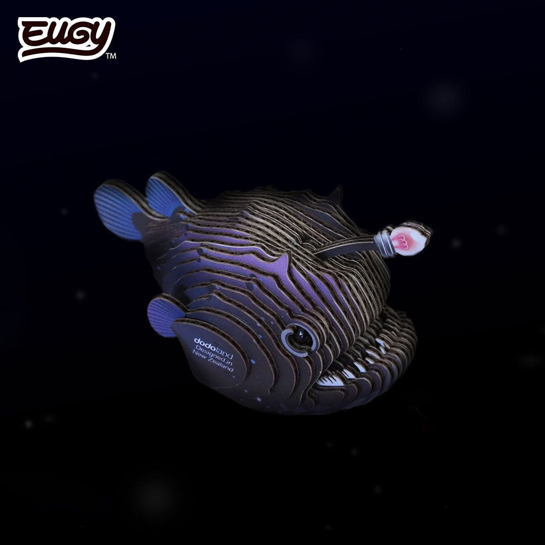 EUGY Anglerfish 3D cardboard model kit - built model on display