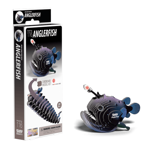 EUGY Anglerfish 3D cardboard model kit, eco-friendly assembled puzzle figure
