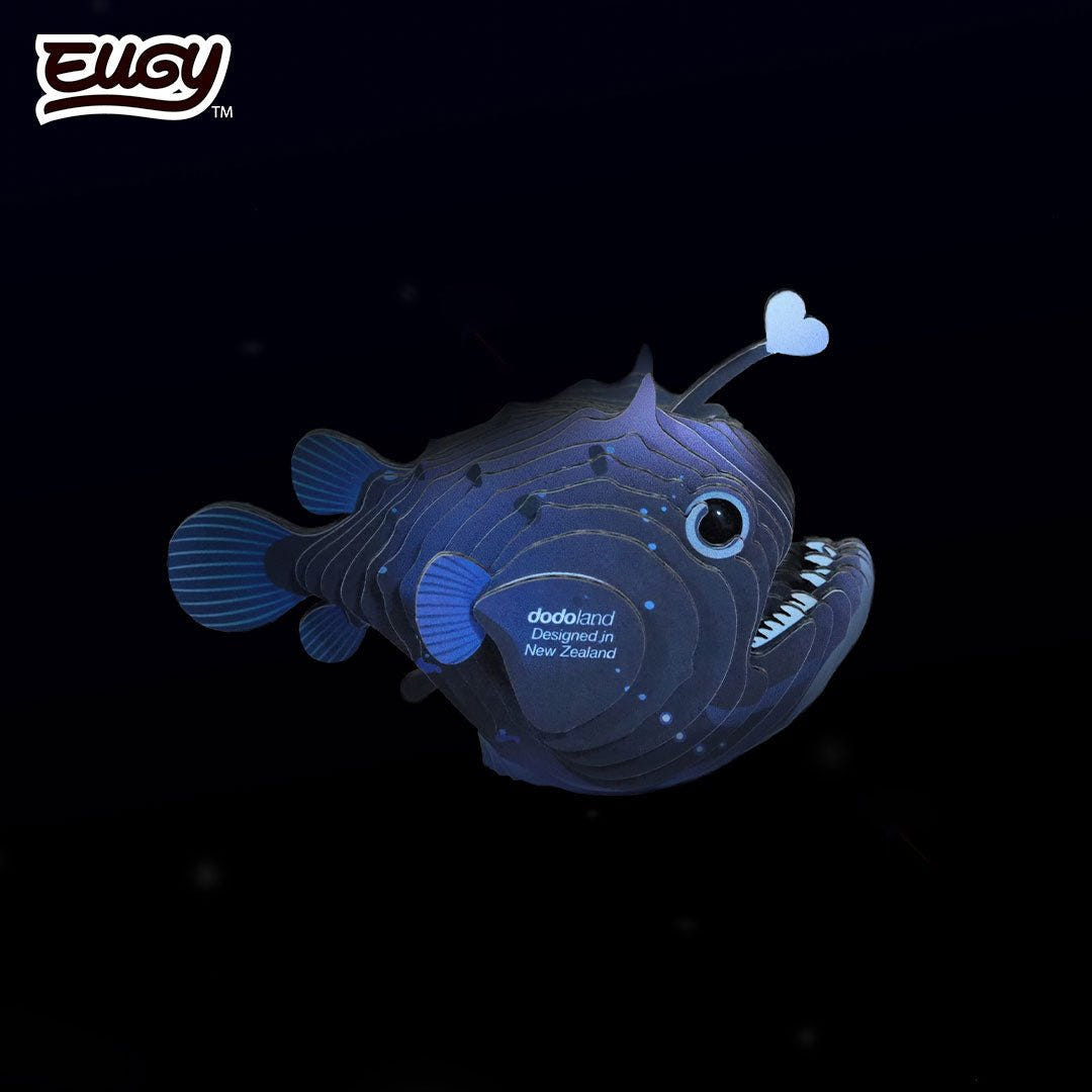 EUGY Anglerfish 3D cardboard model kit - built model on display