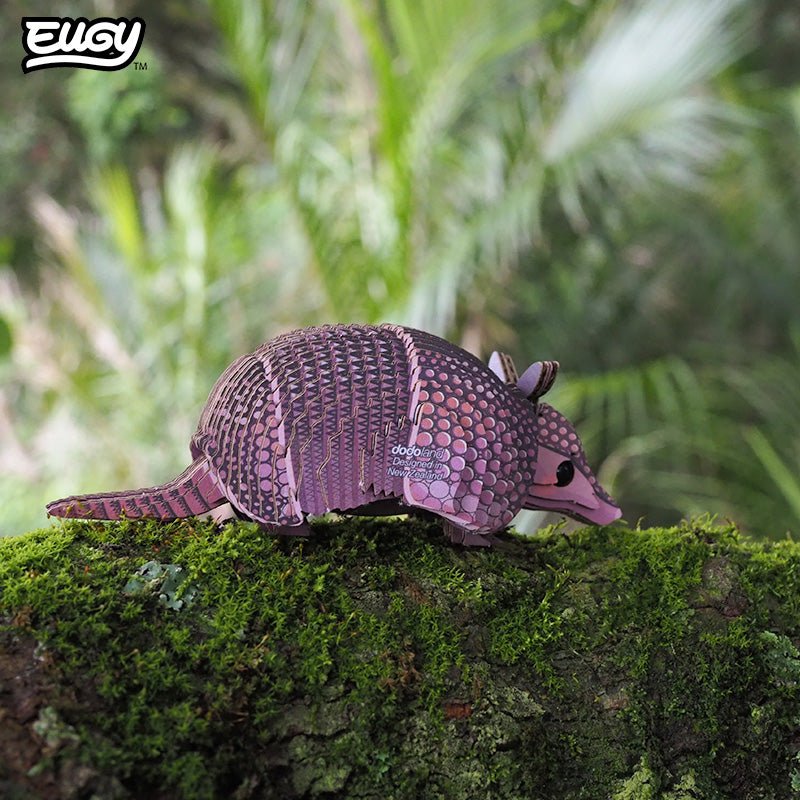 EUGY Armadillo 3D cardboard model kit - built model on display