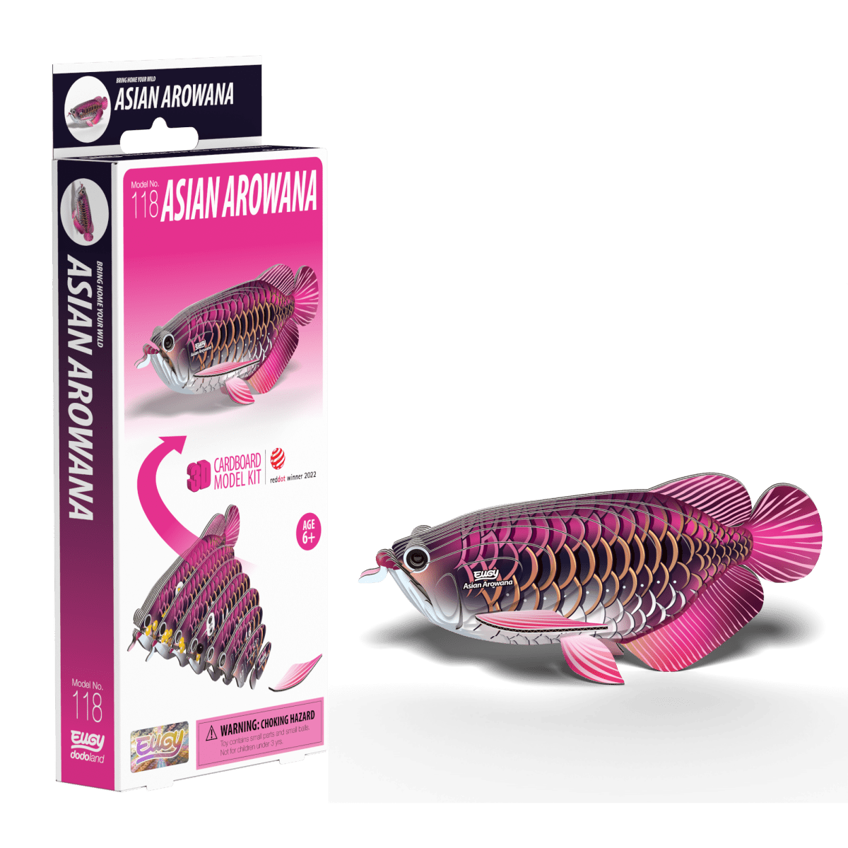 EUGY Asian Arowana 3D cardboard model kit, eco-friendly assembled puzzle figure