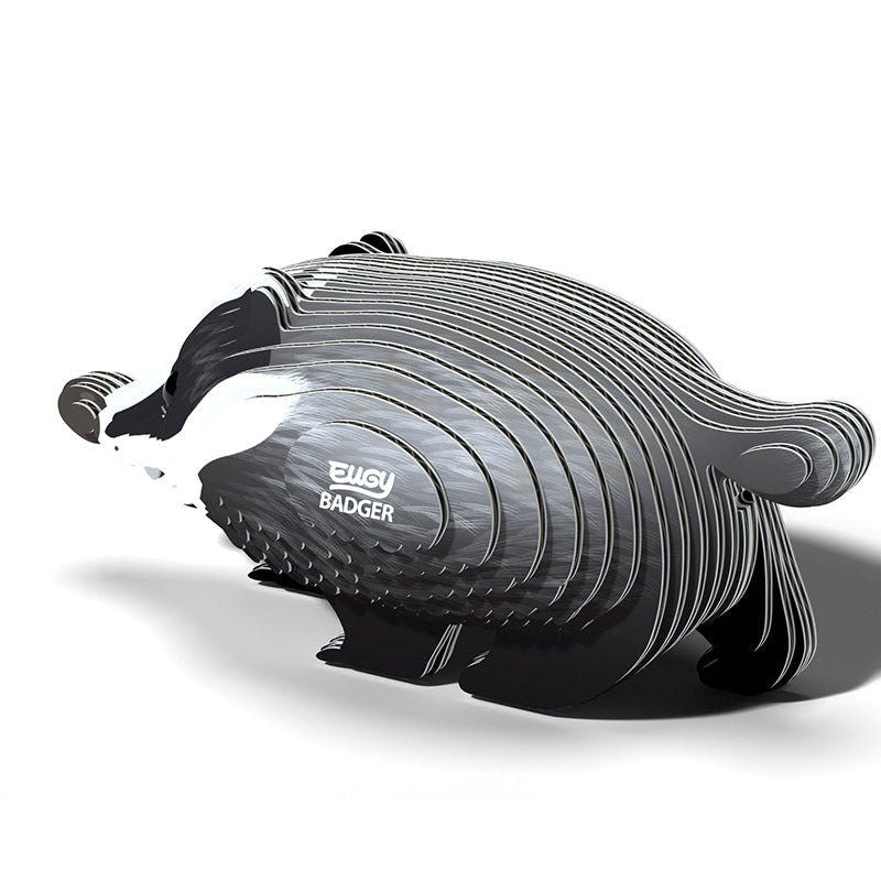 EUGY Badger card model rear three-quarter view showing the layered grey slices