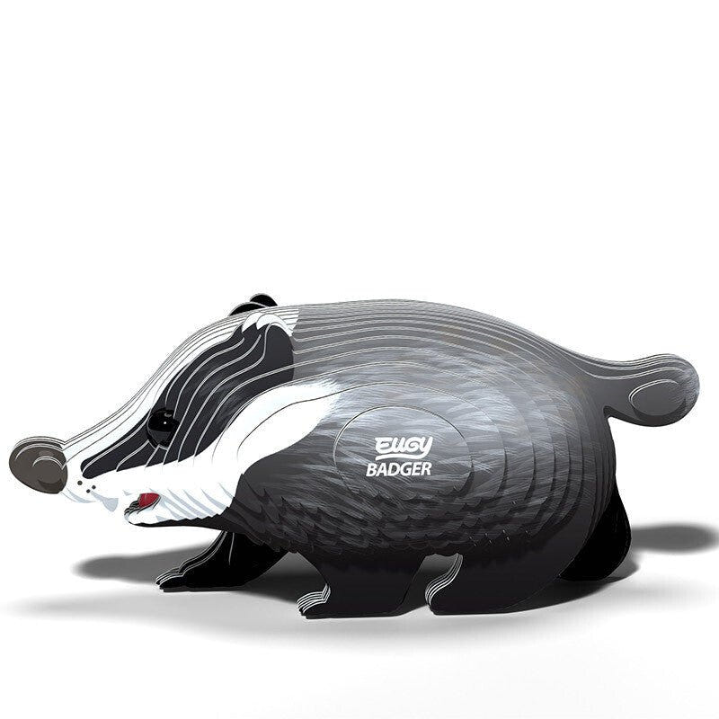 EUGY Badger card model side view of the striped black and white face