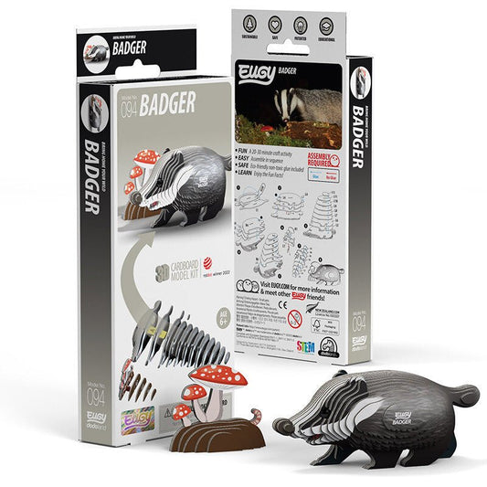 EUGY Badger 3D cardboard model kit, eco-friendly assembled puzzle figure