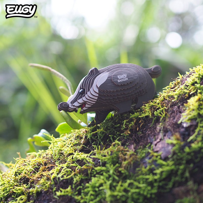 EUGY Badger 3D cardboard model kit - built model on display