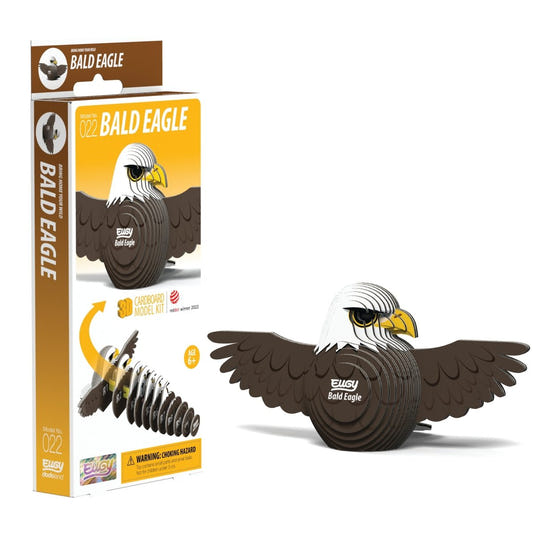 EUGY Bald Eagle 3D cardboard model kit, eco-friendly assembled puzzle figure
