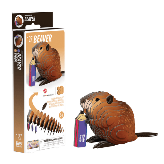 EUGY Beaver 3D cardboard model kit, eco-friendly assembled puzzle figure