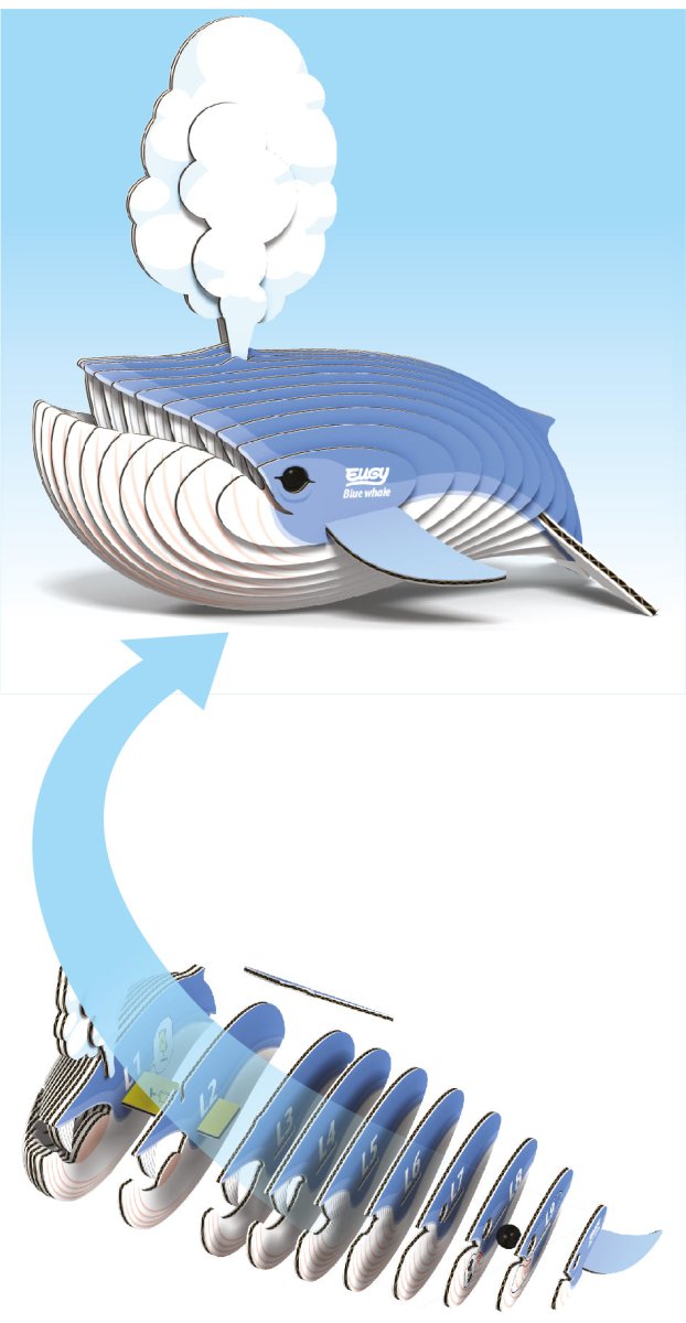 EUGY Blue Whale 3D cardboard model kit - box front