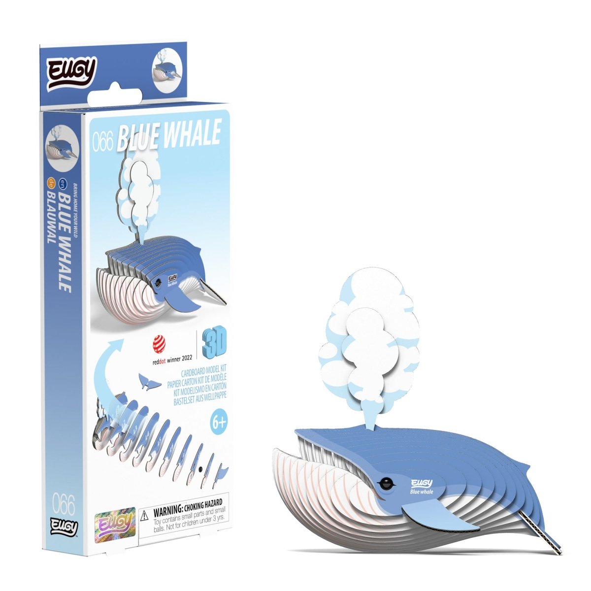 EUGY Blue Whale 3D cardboard model kit - finished model with its box