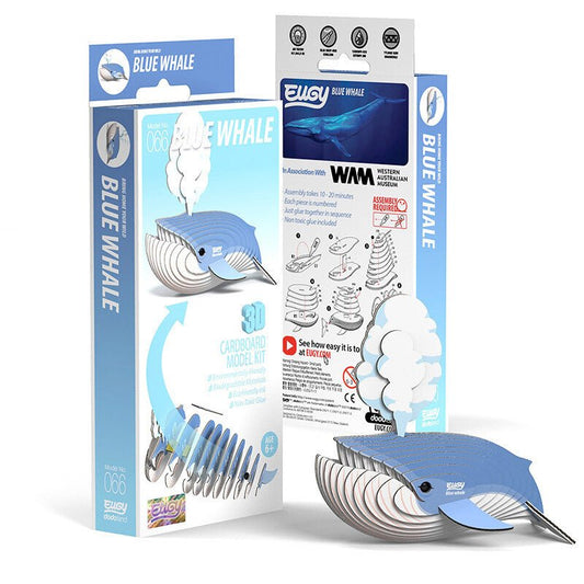 EUGY Blue Whale 3D cardboard model kit, eco-friendly assembled puzzle figure