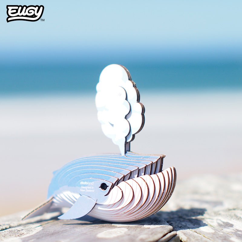 EUGY Blue Whale 3D cardboard model kit - built model on display